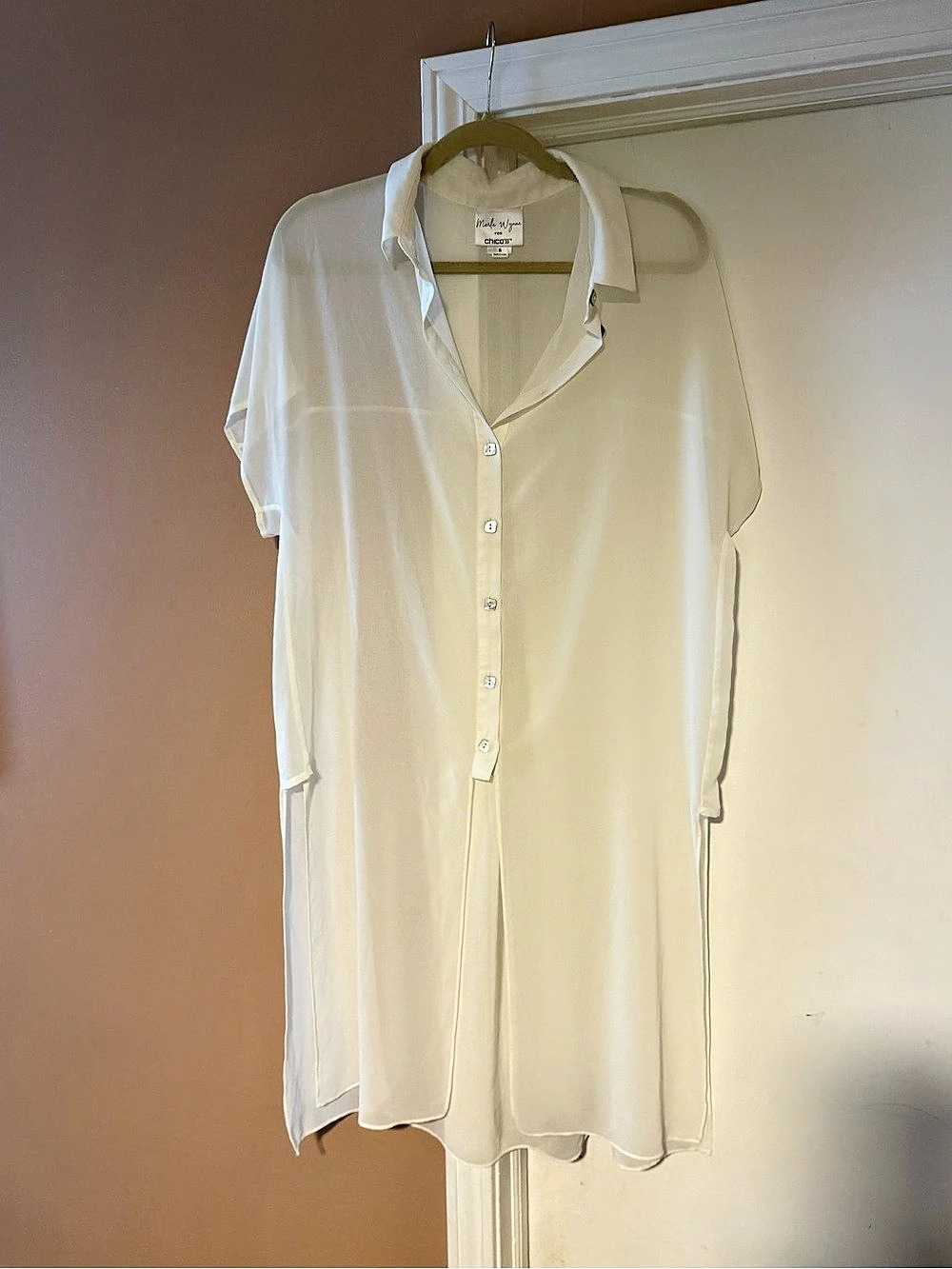 Chico'Small Short Sleeve Button Down White Small Like New